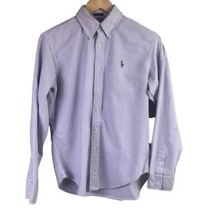 Ralph Lauren Classic Fit Purple Striped Long Sleeve Shirt Flesh Pony Youth 8